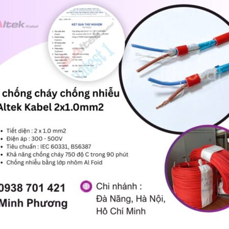 Cáp chống cháy chống nhiễu Altek Kabel 2×1.0mm2 chính hãng Đà Nẵng, Huế, Gia Lai