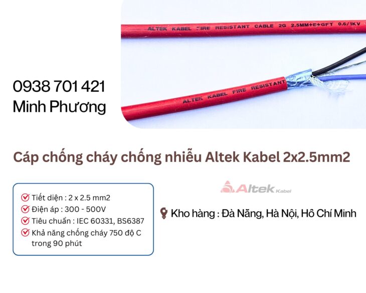 Cáp chống cháy chống nhiễu Altek Kabel 2×2.5mm2 tại ĐÀ NẴNG – HÀ NỘI – HỒ CHÍ MINH