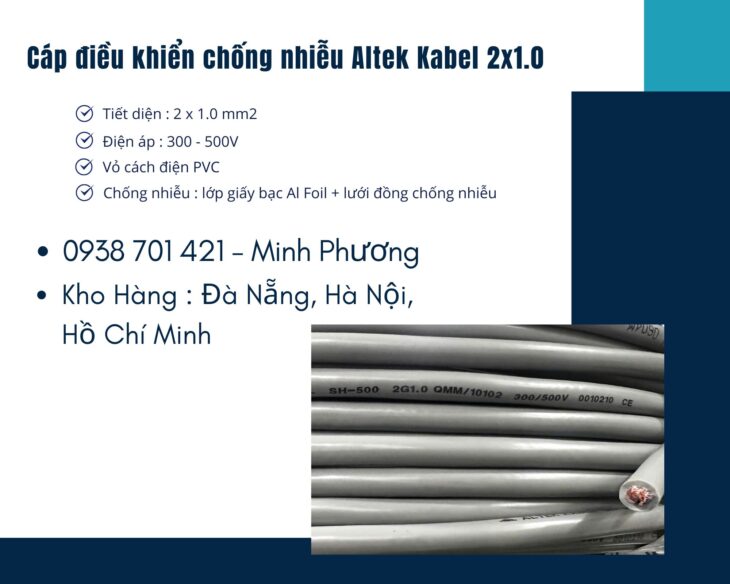 Cáp điều khiển chống nhiễu Altek Kabel 2×1.0 Thanh Hóa, Hà Tĩnh, Phú Yên