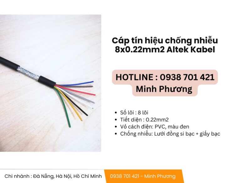 Cáp tín hiệu chống nhiễu 8×0.22mm2 Altek Kabel giao ngay Đà Nẵng, Hà Tĩnh, Thanh Hóa