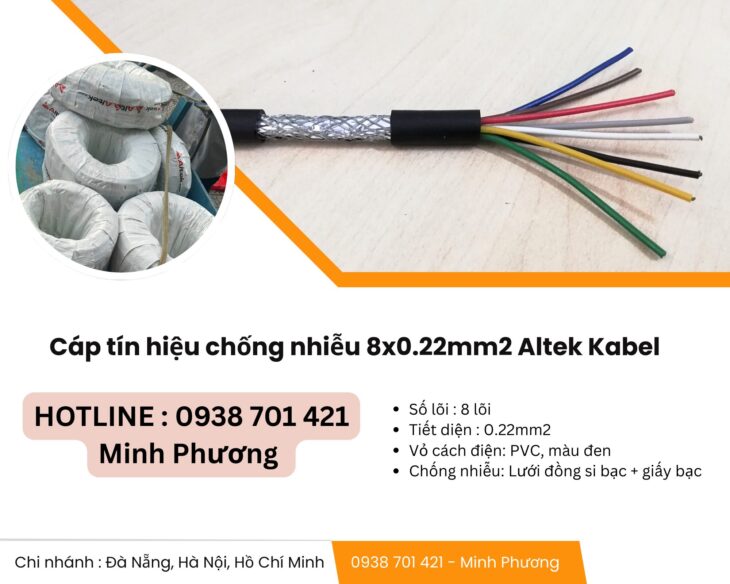 Cáp tín hiệu chống nhiễu 8×0.22mm2 Altek Kabel giao ngay Đà Nẵng, Hà Tĩnh, Thanh Hóa