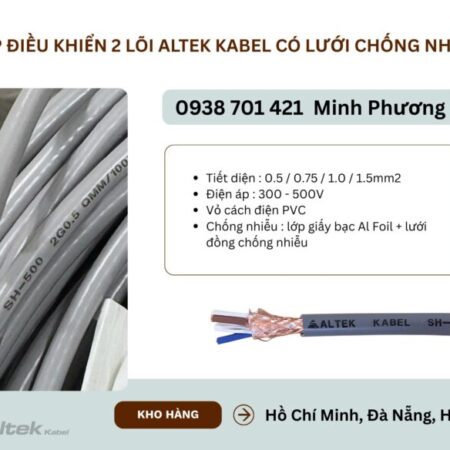 Cáp điều khiển 2 lõi Altek Kabel có lưới chống nhiễu Đà Nẵng, Quảng Bình, Khánh Hòa