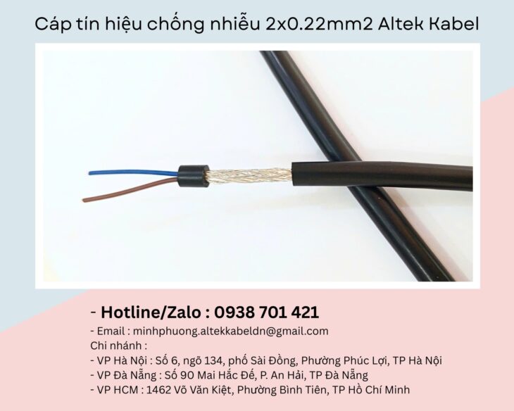 Cáp tín hiệu chống nhiễu 2×0.22mm2 Altek Kabel Đà Nẵng, Nghệ An, Hà Tĩnh