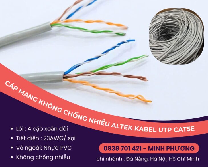 Cáp mạng không chống nhiễu UTP cat5e Altek Kabel Đà Nẵng, Quảng Ngãi, Quảng Bình