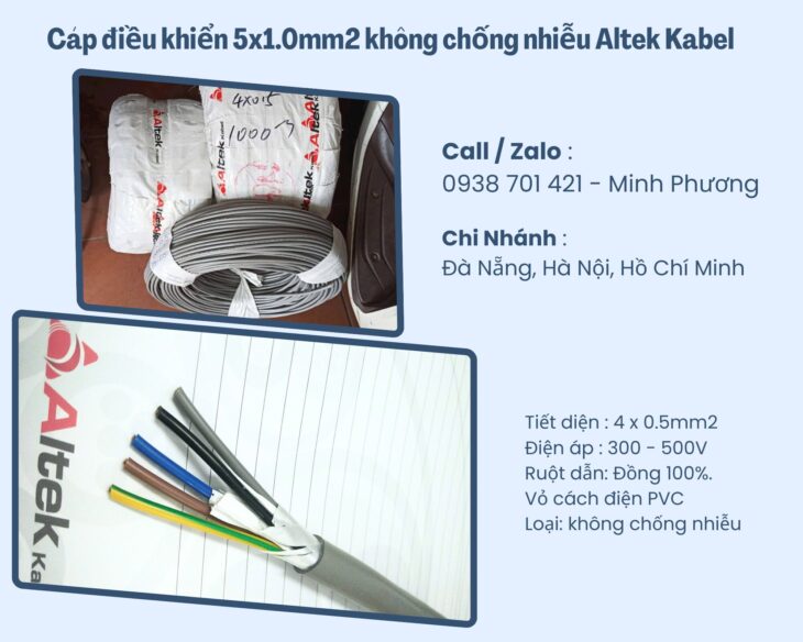 Cáp điều khiển 5×1.0mm2 không chống nhiễu Altek Kabel Đà Nẵng, Hải Dương, Hải Phòng