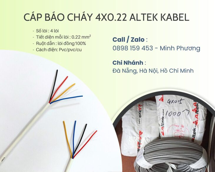 Cáp báo cháy 4×0.22mm2 Altek Kabel Đà Nẵng, Hà Nội, Quảng Ngãi