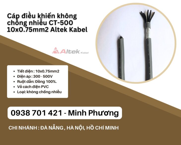 Cáp điều khiển không chống nhiễu CT-500 10×0.75mm2 Altek Kabel Đà Nẵng, Ninh Thuận, Bình Thuận