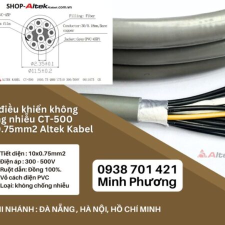Cáp điều khiển không chống nhiễu CT-500 10×0.75mm2 Altek Kabel Đà Nẵng, Ninh Thuận, Bình Thuận