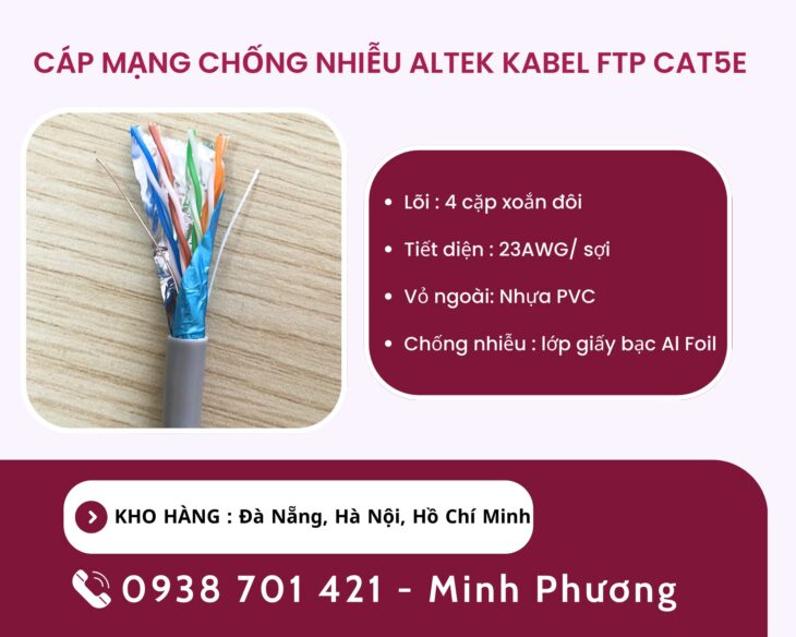Cáp mạng chống nhiễu Altek Kabel FTP cat5e Hà Nội, Bình Định, Quảng Bình
