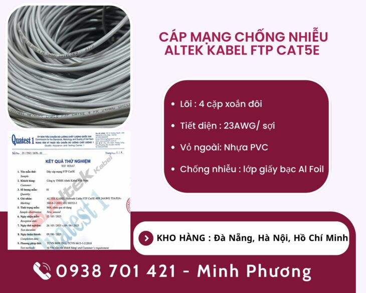 Cáp mạng chống nhiễu Altek Kabel FTP cat5e Hà Nội, Bình Định, Quảng Bình