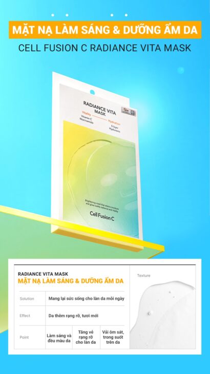 Mặt nạ làm sáng và dưỡng ẩm cho da Cell Fusion C Radiance Vita Mask, 25ml x 5 miếng
