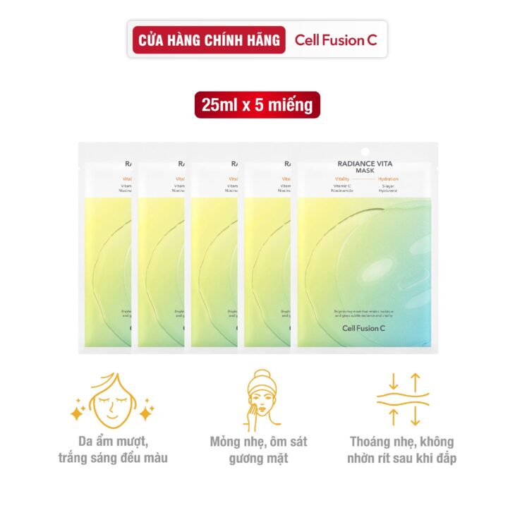 Mặt nạ làm sáng và dưỡng ẩm cho da Cell Fusion C Radiance Vita Mask, 25ml x 5 miếng