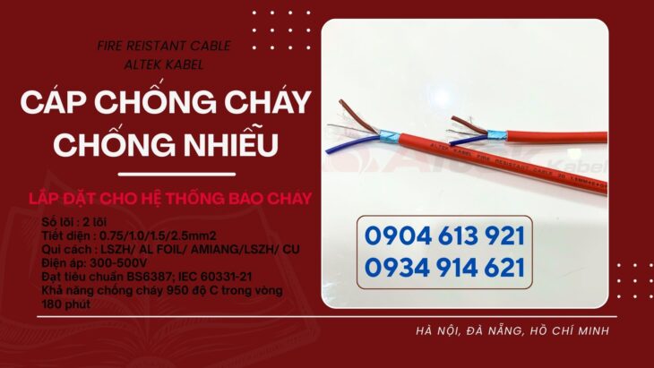 Dây tín hiệu chống cháy chống nhiễu 2×1.0mm2/ 2×1.5mm2 Cần Thơ Dây tín hiệu chống cháy chống nhiễu 2×1.0mm2/ 2×1.5mm2 Cần Thơ