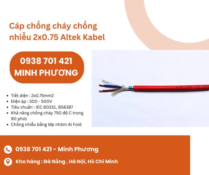 Cáp điện chống cháy chống nhiễu 2×0.75 Altek Kabel sẵn kho Đà Nẵng, Hà Nội, Hồ Chí Minh