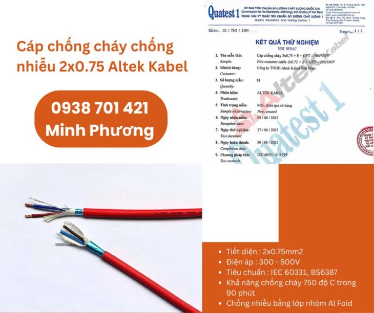 Cáp điện chống cháy chống nhiễu 2×0.75 Altek Kabel sẵn kho Đà Nẵng, Hà Nội, Hồ Chí Minh