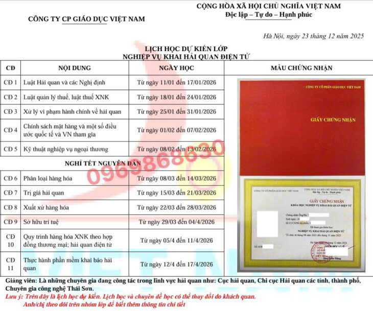 KHÓA HỌC NGHIỆP VỤ KHAI BÁO HẢI QUAN – BƯỚC KHỞI ĐẦU VỮNG CHẮC CHO NGƯỜI LÀM XUẤT NHẬP KHẨU
