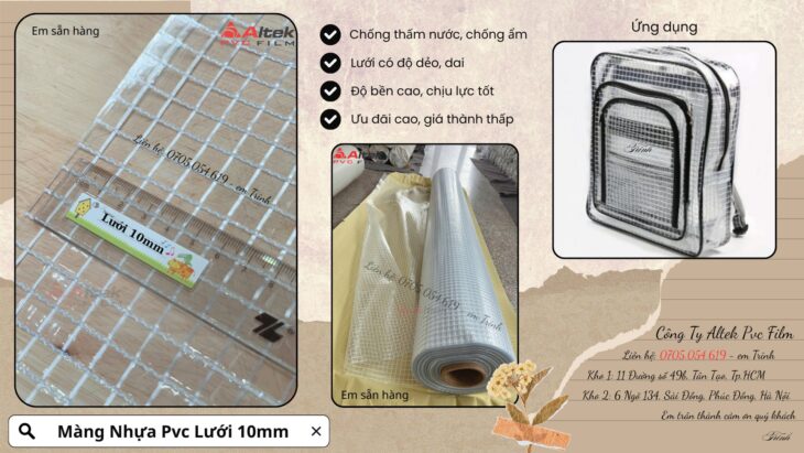 Mua màng nhựa pvc lưới 10mm tại sài gòn, giá sỉ Mua màng nhựa pvc lưới 10mm tại sài gòn, giá sỉ