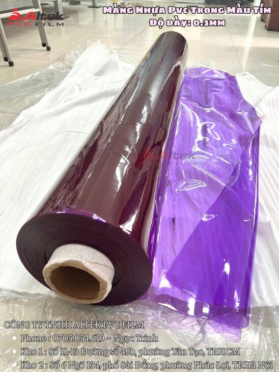 Màng pvc trong màu tím tạo điểm nhấn cho bao bì và phụ kiện
