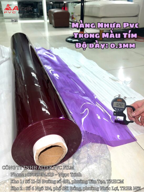 Màng pvc trong màu tím tạo điểm nhấn cho bao bì và phụ kiện