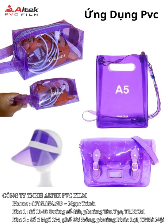 Màng pvc trong màu tím tạo điểm nhấn cho bao bì và phụ kiện