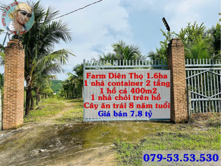 Bán farm nghĩ dưỡng Diên Thọ Khánh Hfoa 1.6 ha giá 7.8 tỷ. ZalO79-53.53.53O