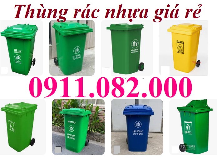 Sỉ lẻ thùng rác thông dụng tại vĩnh long, thùng rác 120L 240l giá rẻ- lh 0911.082.000