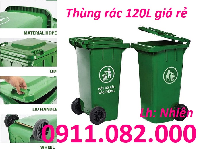 Bán thùng rác 120L giá rẻ tại an giang- thùng rác 120L sỉ giá tốt hàng chất lượng- lh 0911082000