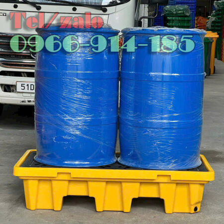 Pallet chống tràn 2 phuy cao ngăn tràn hóa chất