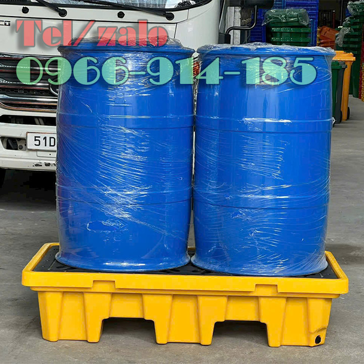 Pallet chống tràn 2 phuy cao ngăn tràn hóa chất