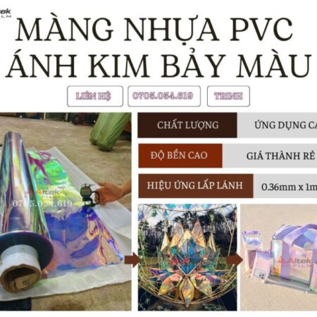 Cuộn nhựa pvc ánh kim bảy màu đẹp, độc lạ, hàng hottt