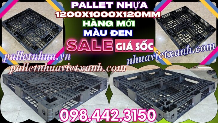 Pallet nhựa xuất khẩu 1200x1000x120mm màu đen