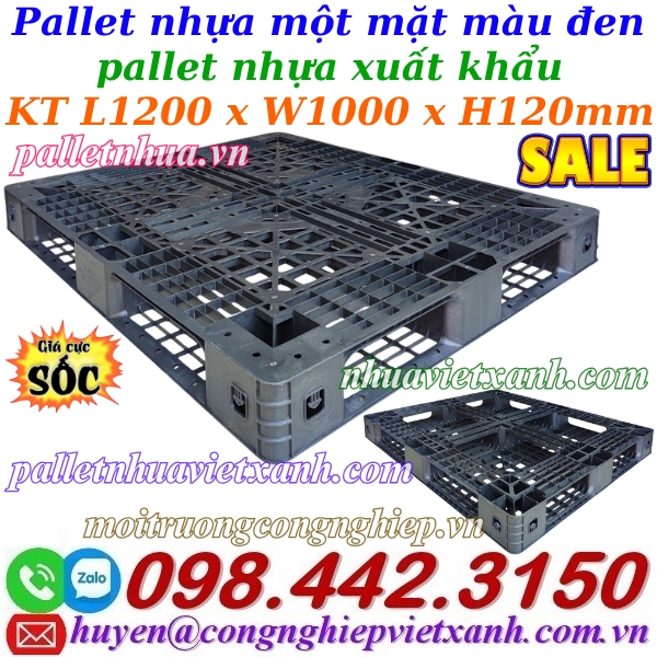 Pallet nhựa xuất khẩu 1200x1000x120mm màu đen