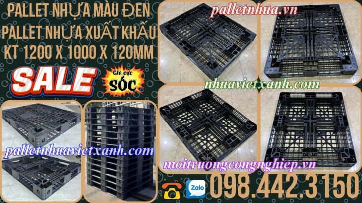 Pallet nhựa xuất khẩu 1200x1000x120mm màu đen