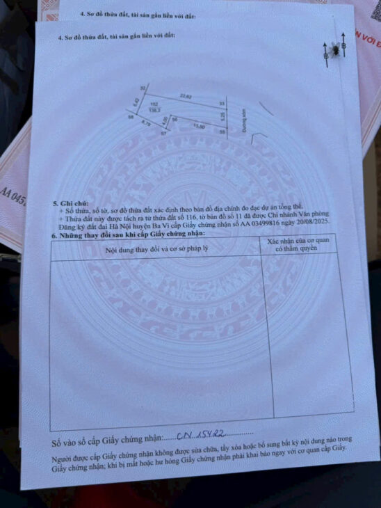 BÁN ĐẤT CẨM LĨNH, BA VÌ-238M-GIÁ CHỈ 1,22 TỶ