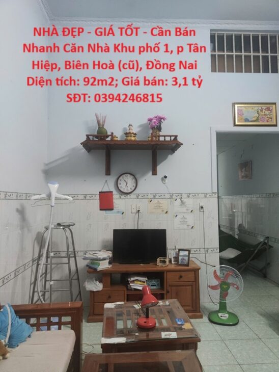 NHÀ ĐẸP – GIÁ TỐT – Cần Bán Nhanh Căn Nhà Khu phố 1, p Tân Hiệp, Biên Hoà (cũ), Đồng Nai