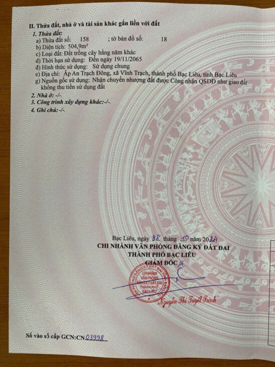 ĐẤT ĐẸP – GIÁ TỐT – CHÍNH CHỦ CẦN BÁN Tại An Trạch Đông, Vĩnh Trạch, Bạc Liêu, Bạc Liêu