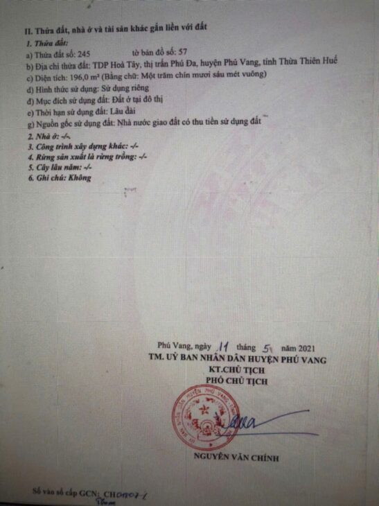 ĐẤT ĐẸP – GIÁ ĐẦU TƯ- CẦN BÁN LÔ ĐẤT KQH Hòa Tây Tại Phú Vang,TP.Huế, Thừa Thiên Huế
