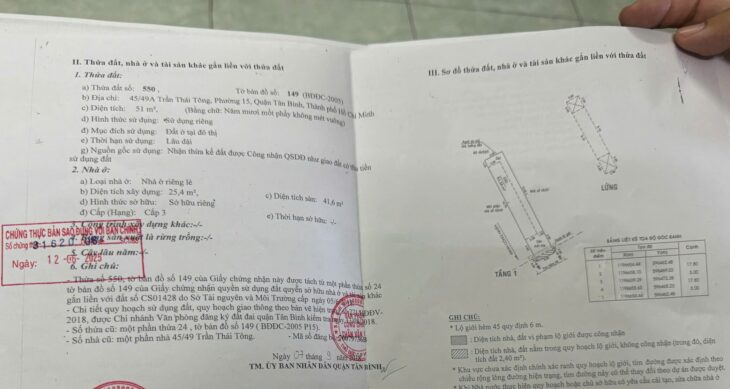 (Tin thật 100%) Bán đất tặng nhà 51m2 tại hẻm 45 Trần Thái Tông – HXH 5m – GPXD 6 lầu xây CHDV