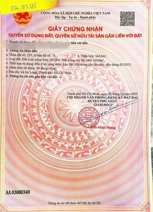 ĐẤT ĐẸP – GIÁ ĐẦU TƯ – CẦN BÁN LÔ ĐẤT TẠI Xã An Linh, Huyện Phú Giáo, Bình Dương