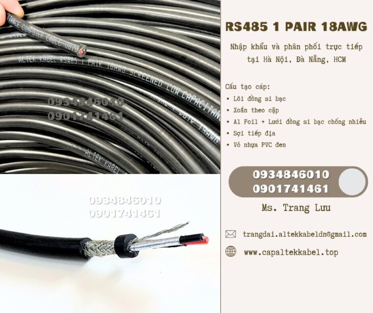 Cáp tín hiệu âm thanh rs485 1 Pair 18 awg Hà Nội, Đà Nẵng, HCM