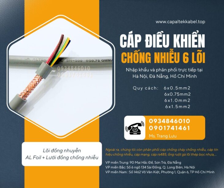 Cáp điều khiển 6×0.5, 6×0.75, 6×1.0, 6×1.5 SH-500 Altek Kabel