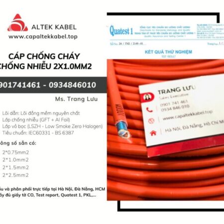 Cáp tín hiệu báo cháy 2×1.0 chống cháy chống nhiễu Altek Kabel Cáp tín hiệu báo cháy 2×1.0 chống cháy chống nhiễu Altek Kabel
