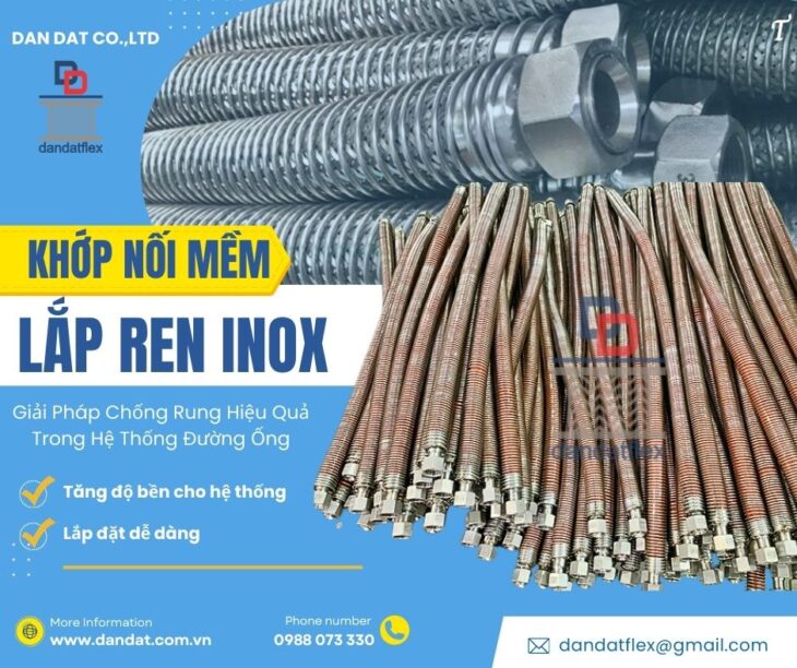 Khớp nối mềm bọc PJ/Khớp nối mềm inox bọc cách nhiệt/Khớp nối mềm rắc co ren/Ống mềm inox chịu nhiệt