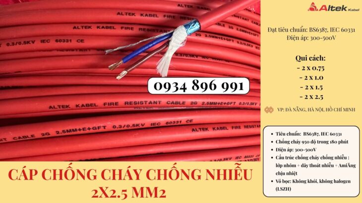Cáp Chống Cháy Chống Nhiễu 2×2.5 Tại Đà Nẵng, Huế, Quảng Trị