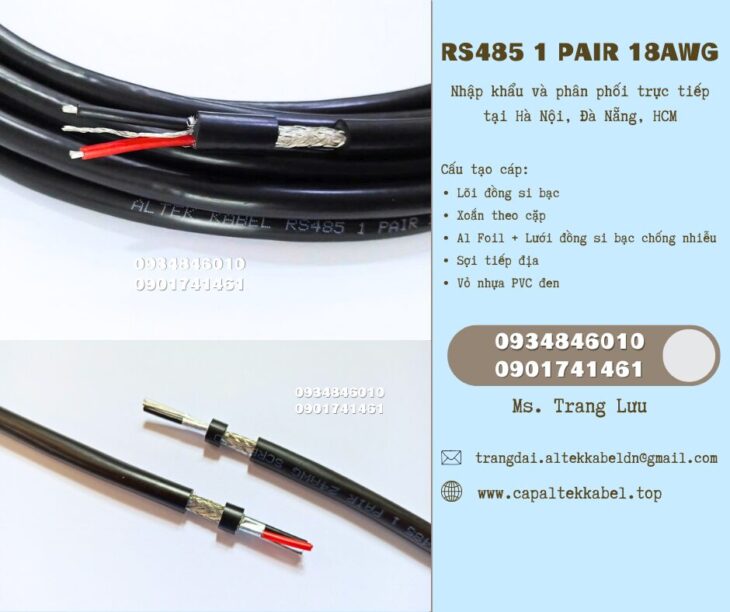 Cáp tín hiệu âm thanh rs485 1 Pair 18 awg Hà Nội, Đà Nẵng, HCM