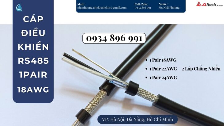 Cáp Tín Hiệu Rs485 1 Pair 18 Awg Hà Nội, Hưng Yên, Bắc Ninh.
