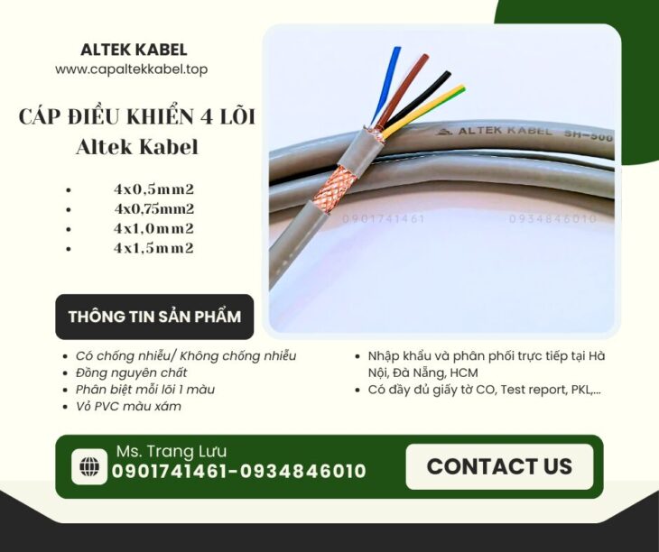 Cáp điều khiển chống nhiễu/ không chống nhiễu 4×0.5, 4×0.75, 4×1.0, 4×1.5