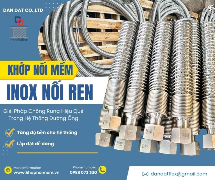 Khớp nối mềm bọc PJ/Khớp nối mềm inox bọc cách nhiệt/Khớp nối mềm rắc co ren/Ống mềm inox chịu nhiệt