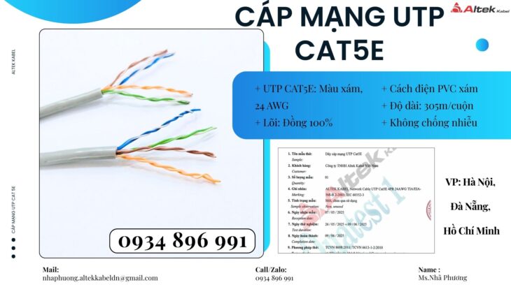 Cáp Mạng UTP Cat5e 24AWG Nghệ An, Hà Tĩnh, Thanh Hóa