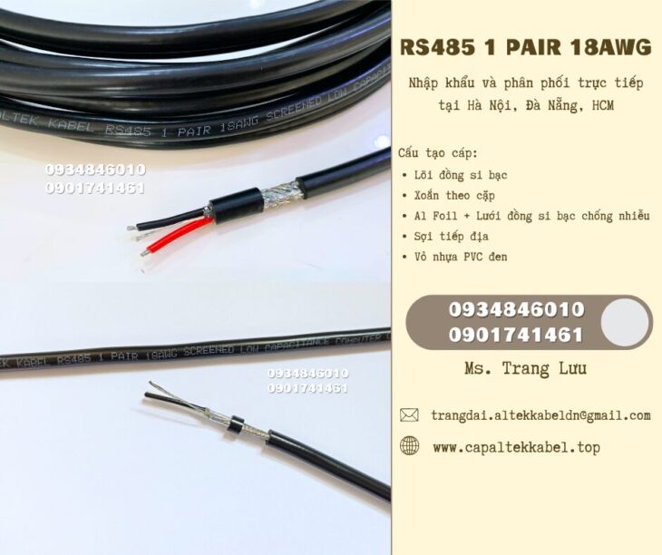 Cáp tín hiệu âm thanh rs485 1 Pair 18 awg Hà Nội, Đà Nẵng, HCM